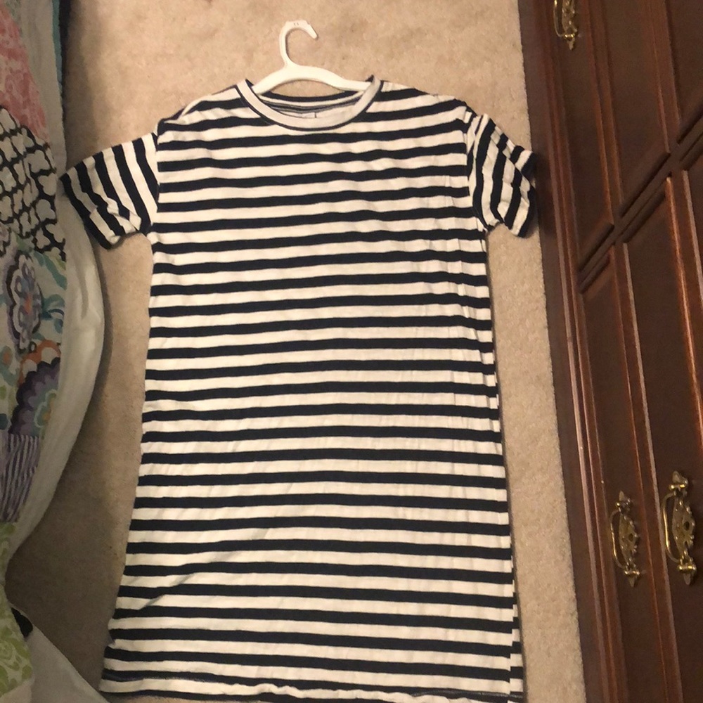 Black and white striped dress